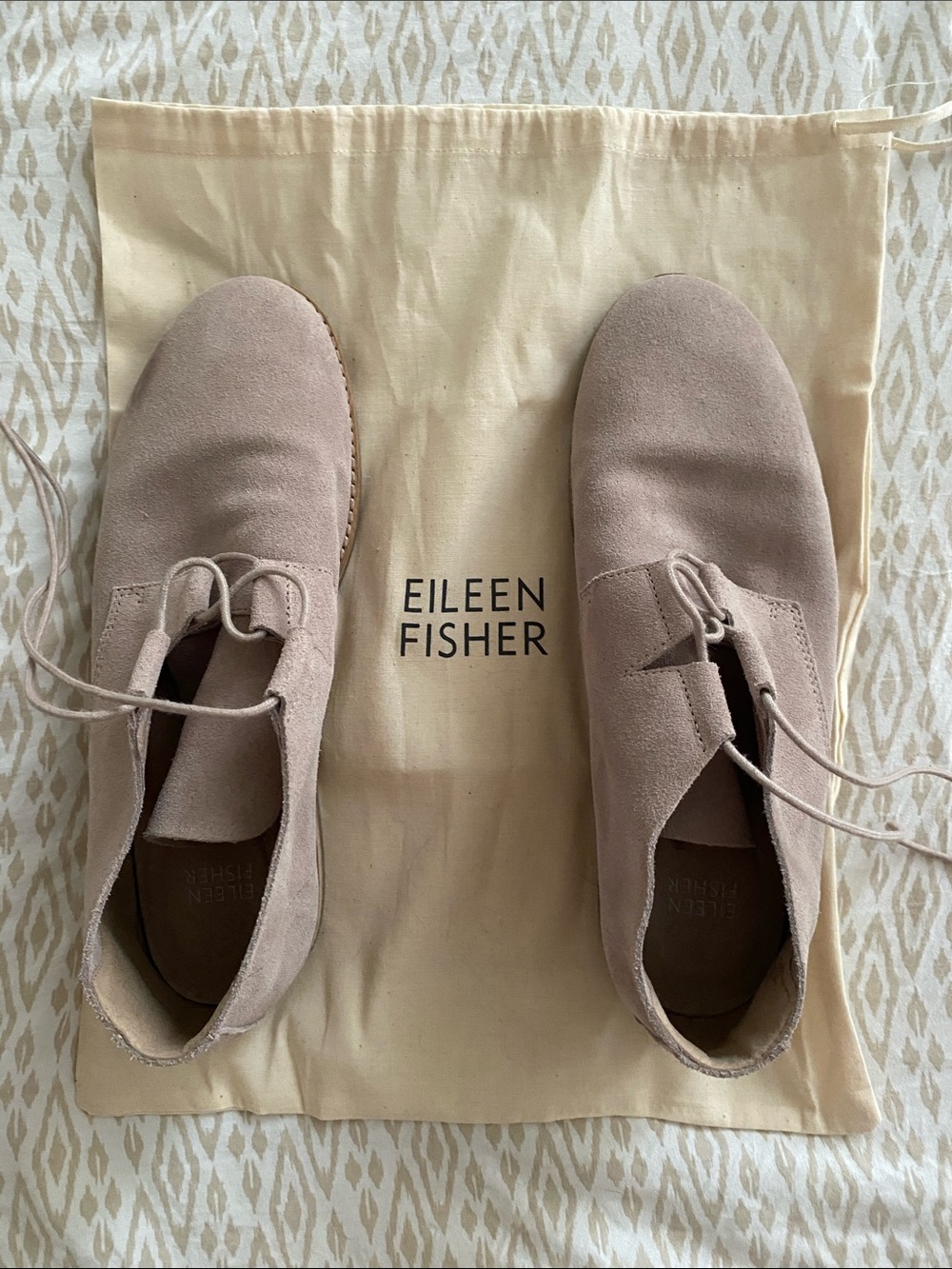Eileen Fisher Suede Lace-Up Boots in Dusty Blush